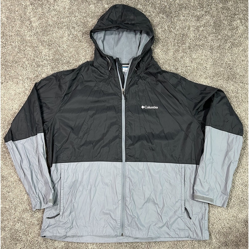 Columbia Men's Windbreaker Jacket Black/Gray XXL 2XL Colorblock